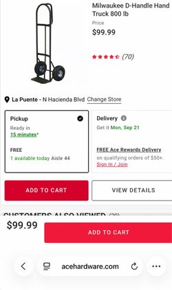 Milwaukee D-Handle Hand Truck 800 lb