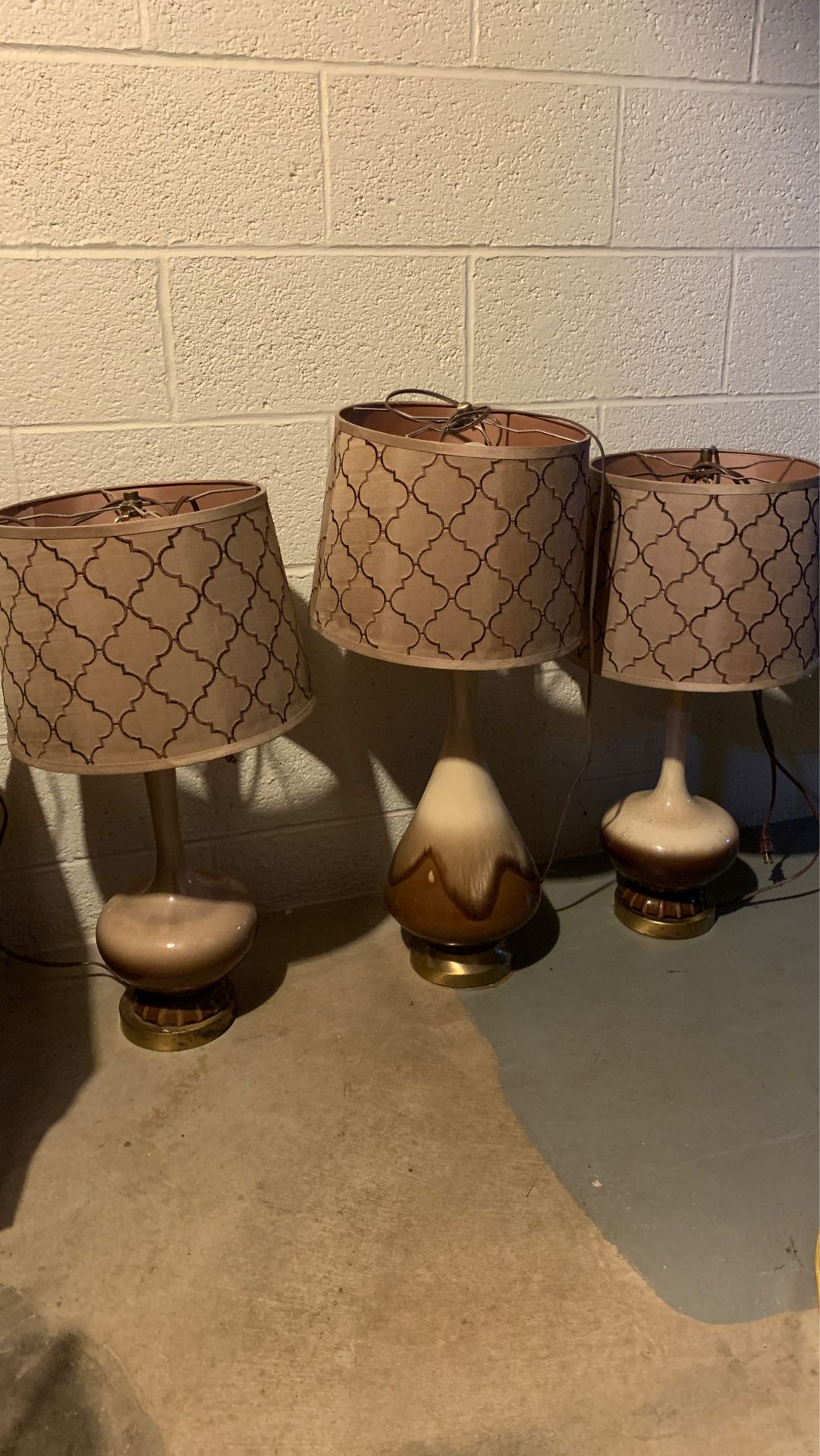 Three lamps with shades