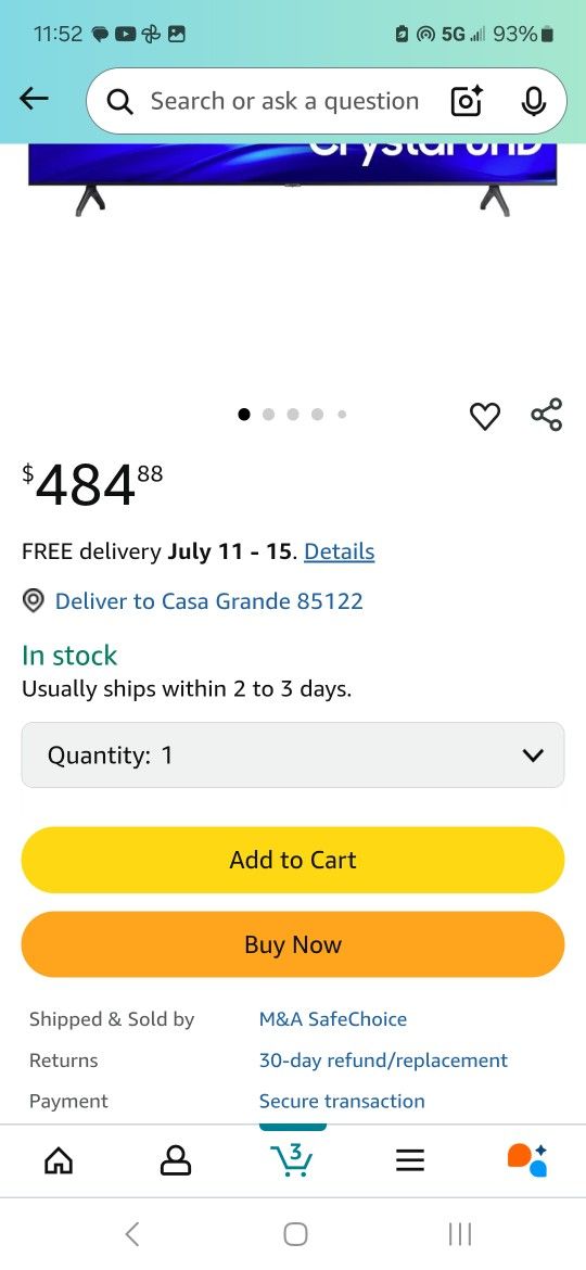 Samsung 50" Class TU690T Series LED 4K UHD Smart Tizen TV (2023). 