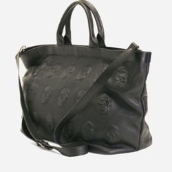 IO Pelle Italian Pebbled Leather Black Skull (130)78