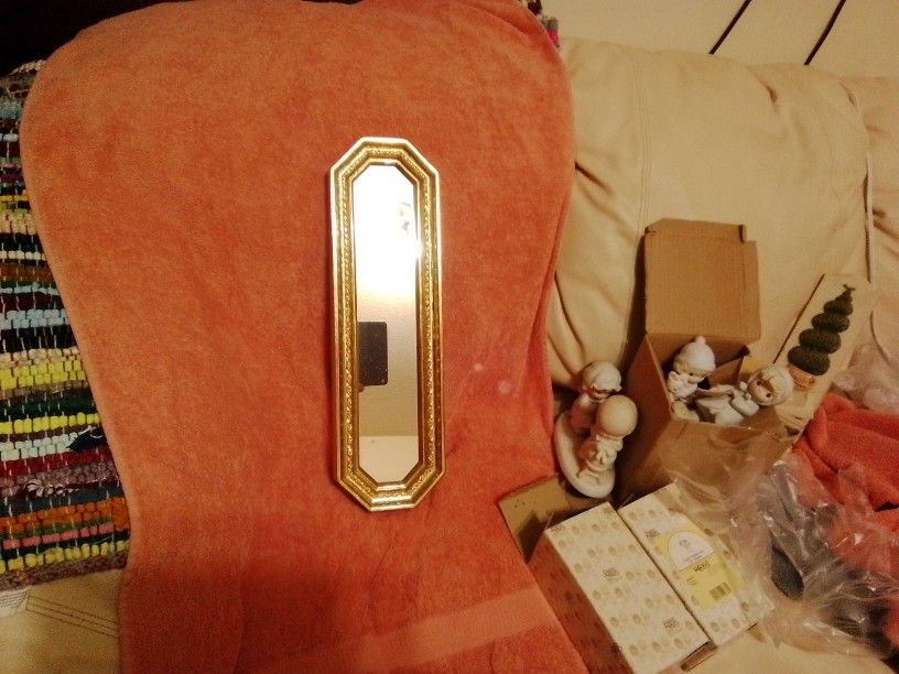 Gold Small Oblong Mirror 