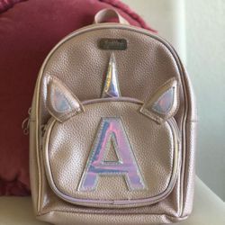 Justice Brand Kids Pink Unicorn Backpack Letter A