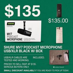 Shure MV7 USB/XLR Podcast Microphone Black w/ Box