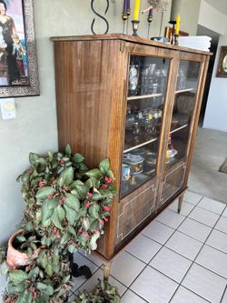 Vintage Soviet Glass Cabinet | 1960s Mid-Century Display Hutch
