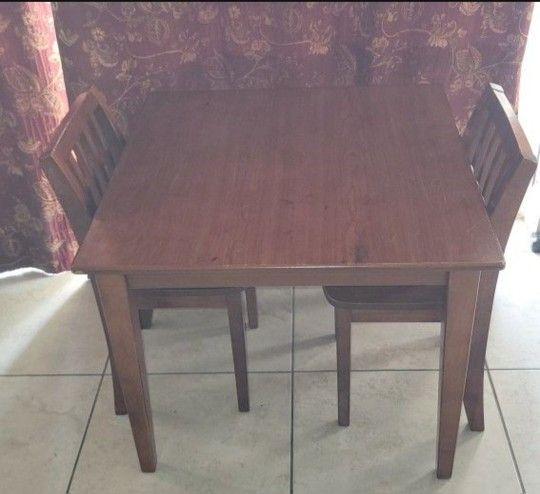 Solid Wood Kids Table & 2 Chairs Toddler
