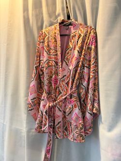 Printed Kimono Wrap Jacket with Belt