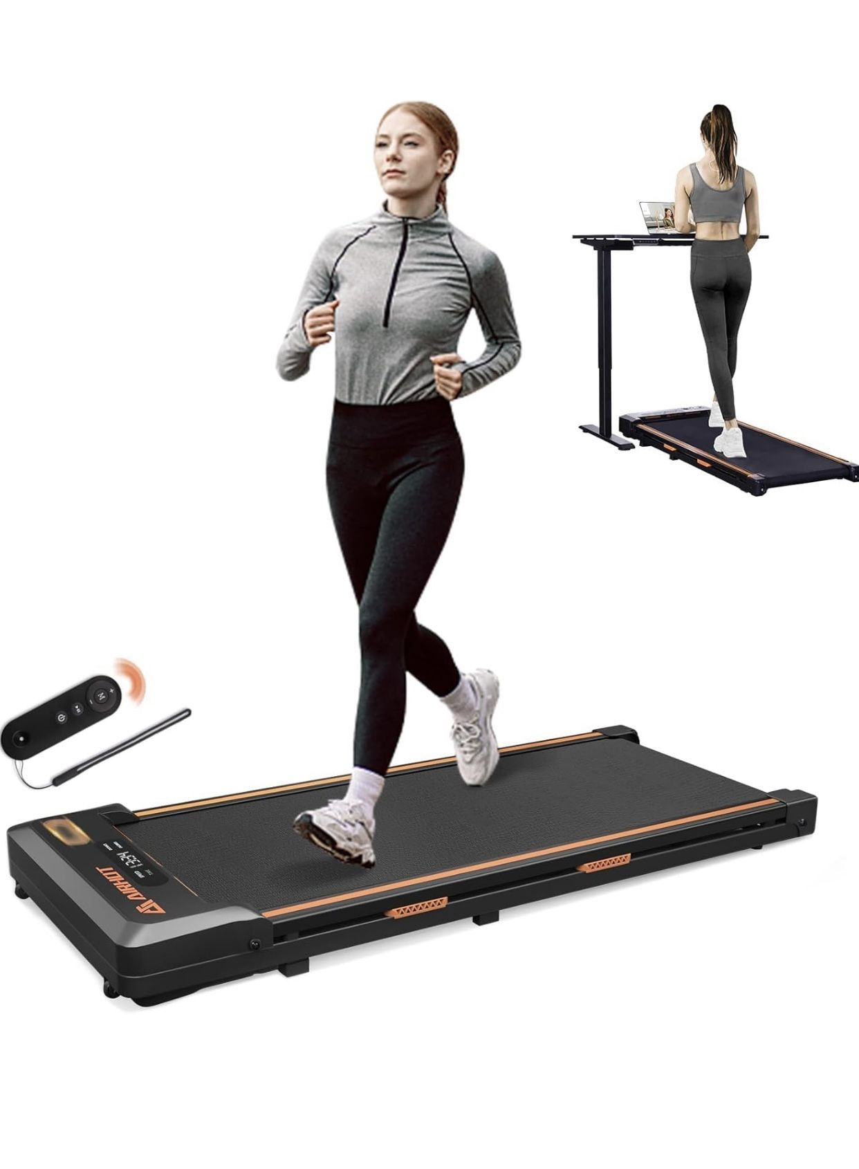 AIRHOT Walking Pad, 2 in 1 Under Desk Treadmill of Compact Space, 2.5HP Quiet Desk Treadmill