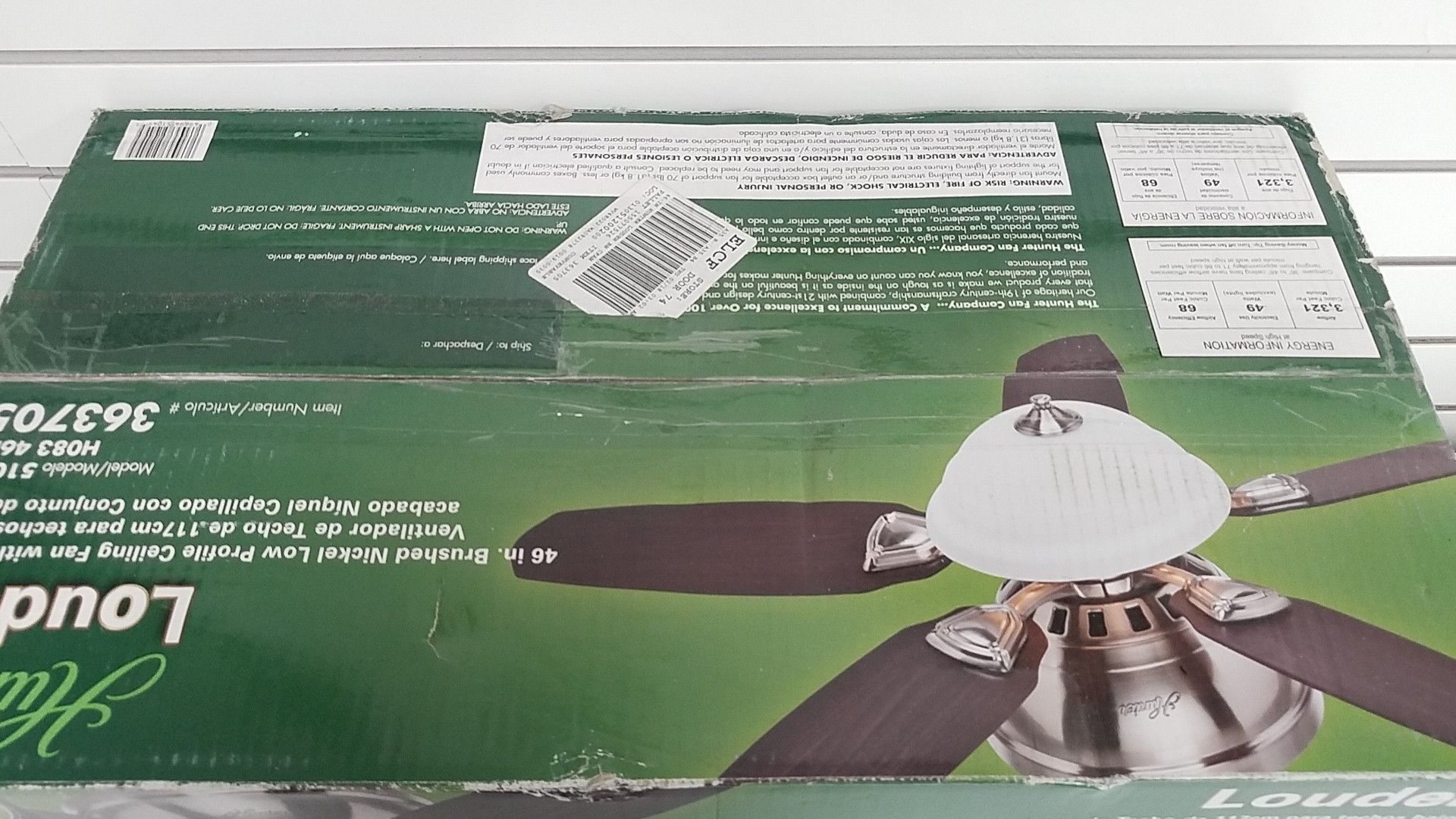 New in Box—Hunter Louden 46in Brushed Nickel Indoor Flush Mount