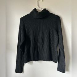 Club Monaco Black Ribbed  Turtleneck

