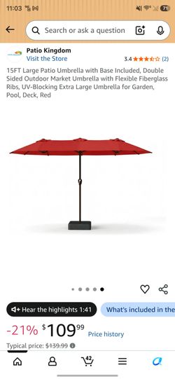Large patio umbrella