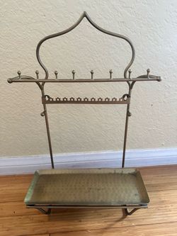 Metal Jewelry Organizer Stand with Tray