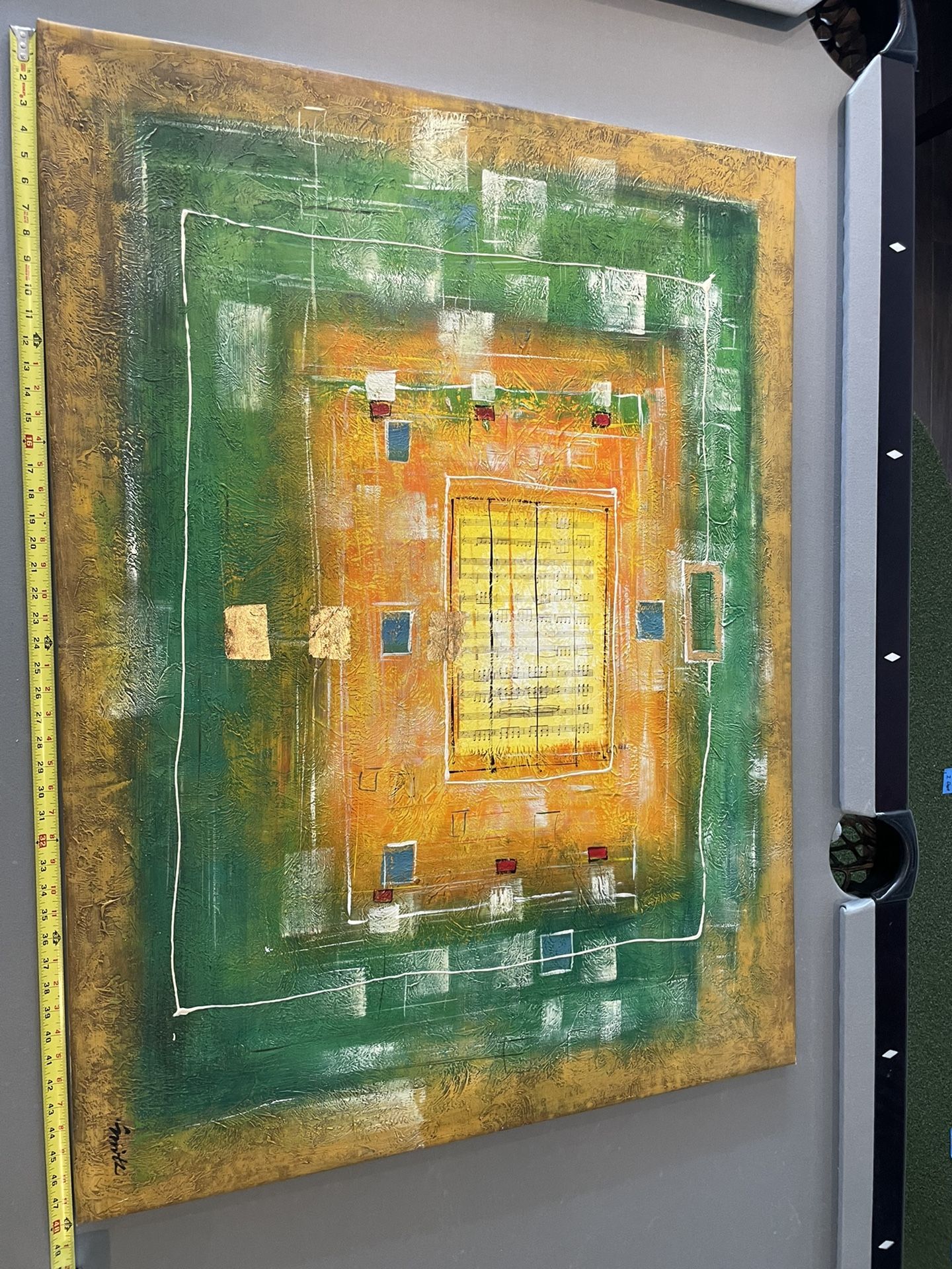 48” X 36” (3x4 Feet) Yellow, Orange, Green, Brown Painting from Greece