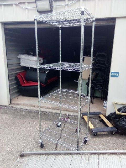 ** METAL SHELVES 4-TIER ROLLABLE RACK $125 OBO