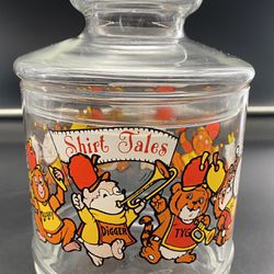 Vintage Hallmark Shirt Tales Glass Candy Jar with Lid 1982 