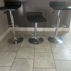 3 Chrome and Leather bar stools