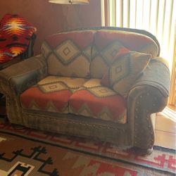 Rustic Southwest Sofa,  Love Seat, Ottoman, Chair.  Four Piece Set.