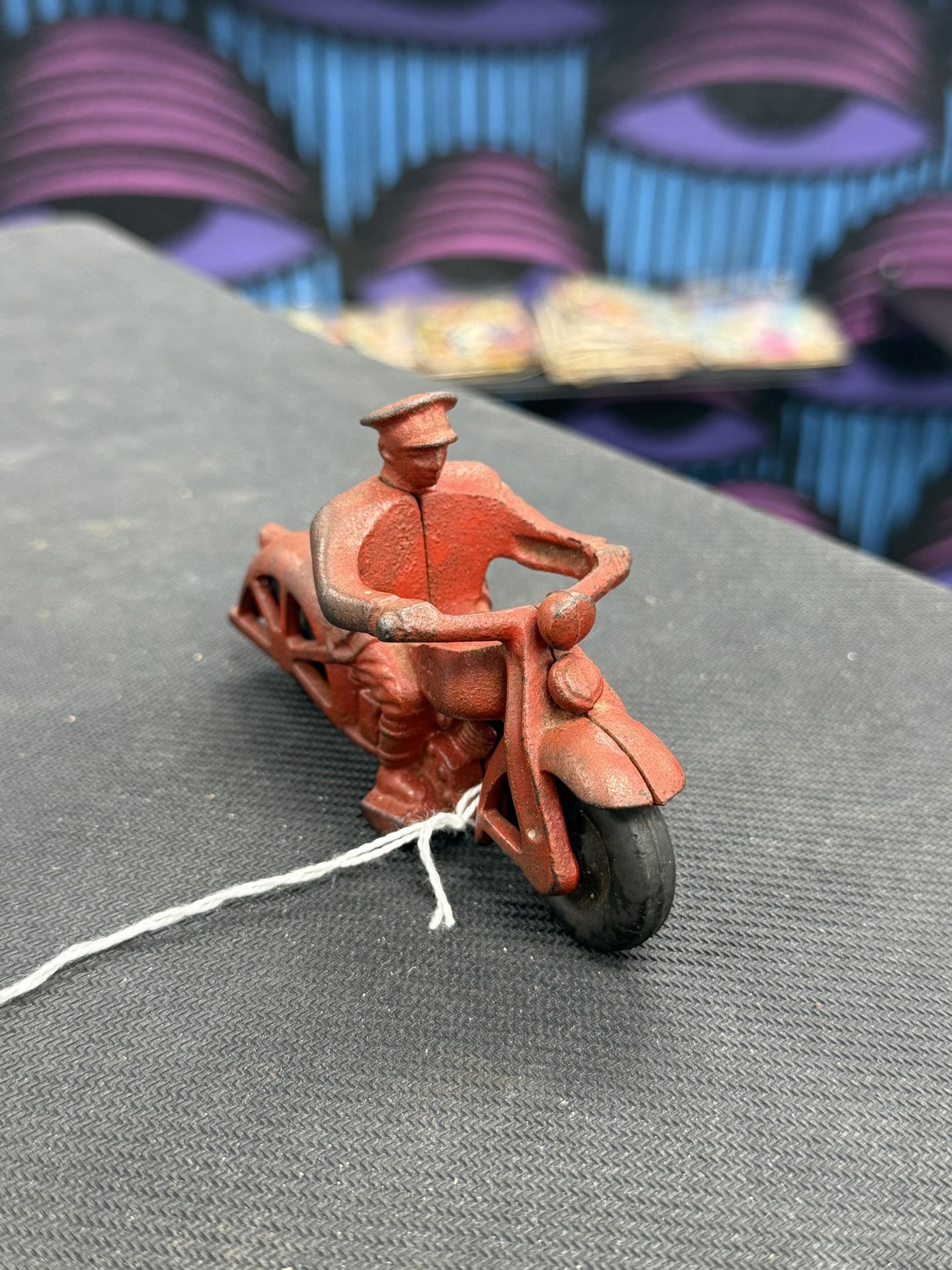 Vintage 1930s Hubley Police Motorcycle Toy - Cast Iron