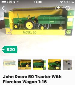 Now Christmas Gifts for Your Kids ,John Deere 50 Tractor With Flarebox Wagon 1:16