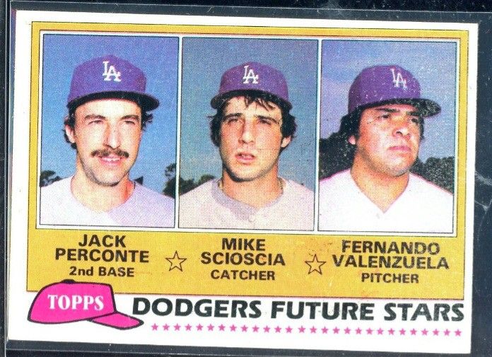 Really Nice 1981 Topps Fernando Valenzuela and Mike Scioscia , Jack Perconte Rookie Card In Excellent Condition...
