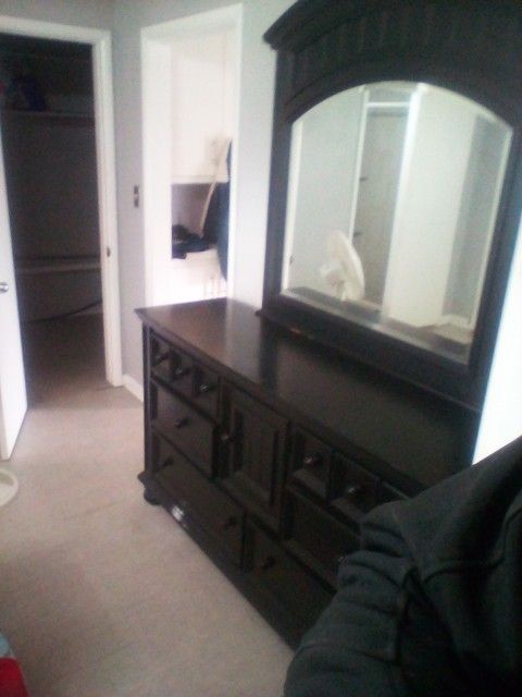 Black Painted Vanity Dresser With Mirror