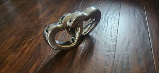 Silver Interlocking Hearts Decorative Sculpture