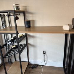 Modern Metal Bar Table with Bottle and Stemware Storage