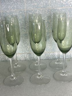 Champagne Flutes 6, Green 