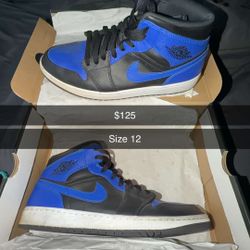 Air Jordan 1 Mid Black Blue Sneakers