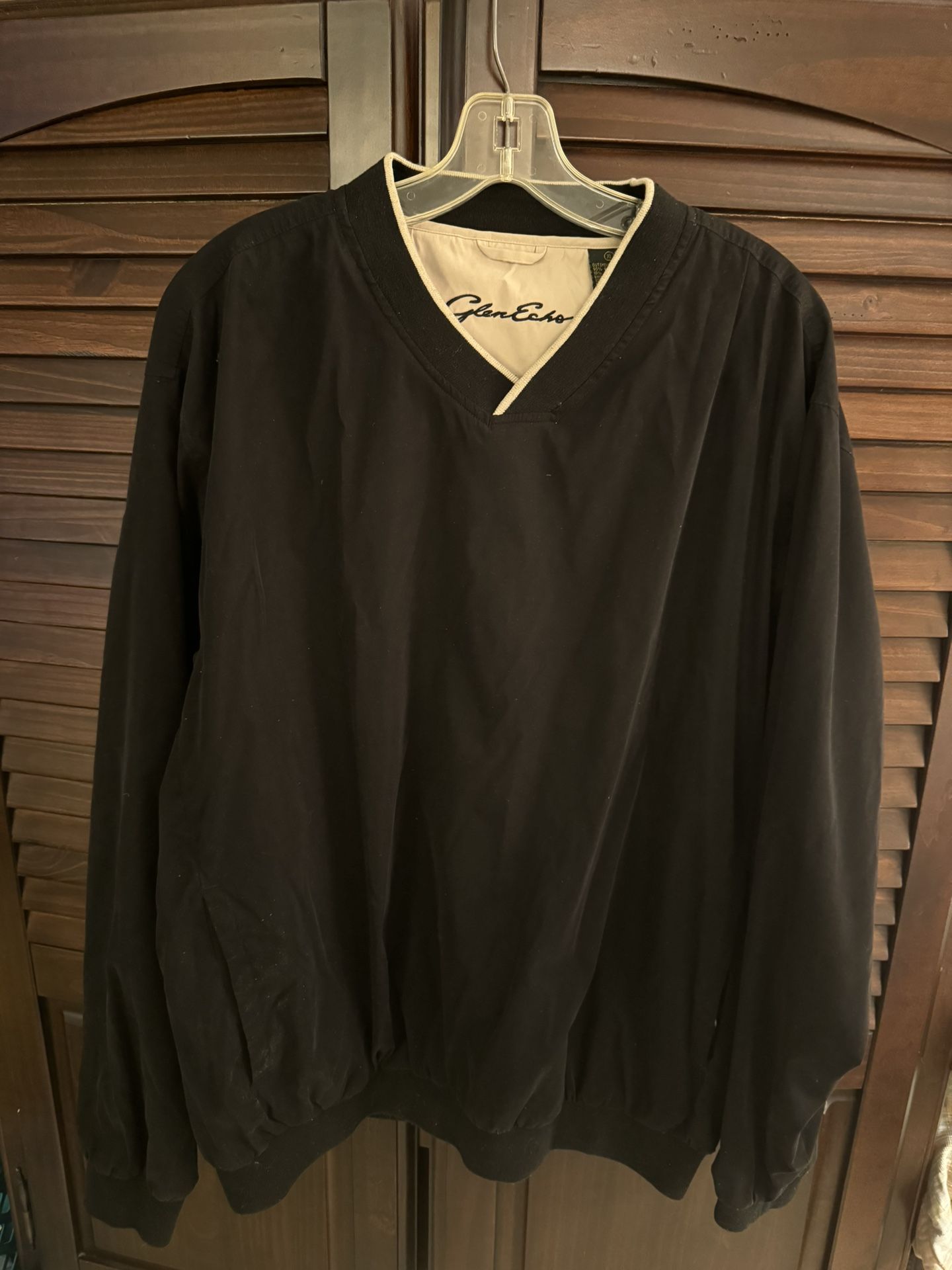Men’s Glen Echo Golf pullover vneck windbreaker Jkt Sz XL Black Long Sleeve