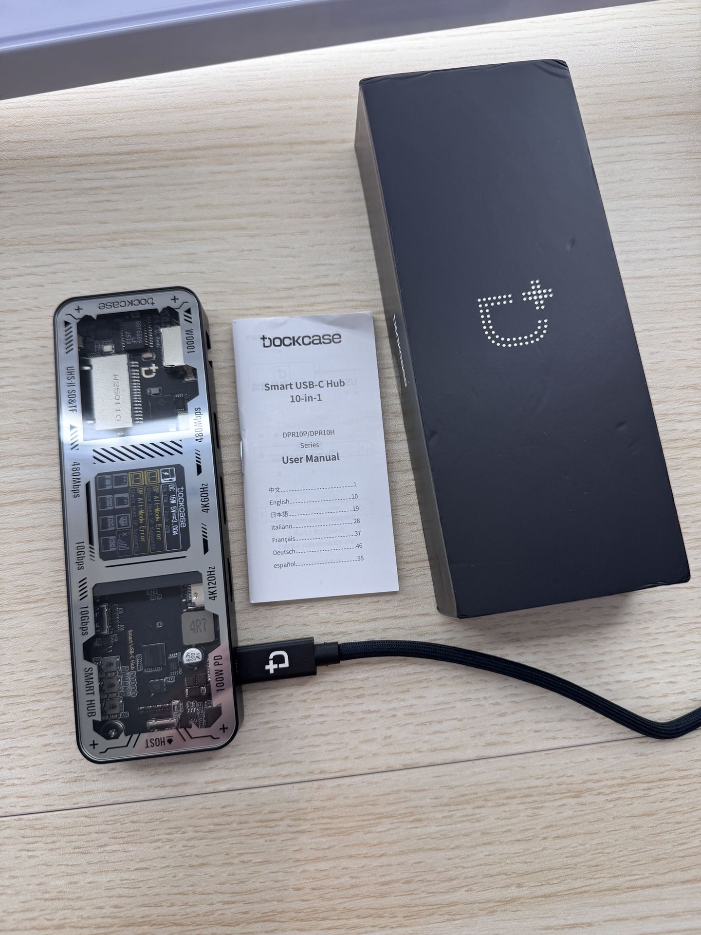 Brand New DOCKCASE Explorer Edition USB C Hub (10-in-1) with 4K@60Hz HDMI & DP, Gigabit Ethernet,1 USB-C and 3 USB-A Ports,100W Power SKU157-S1