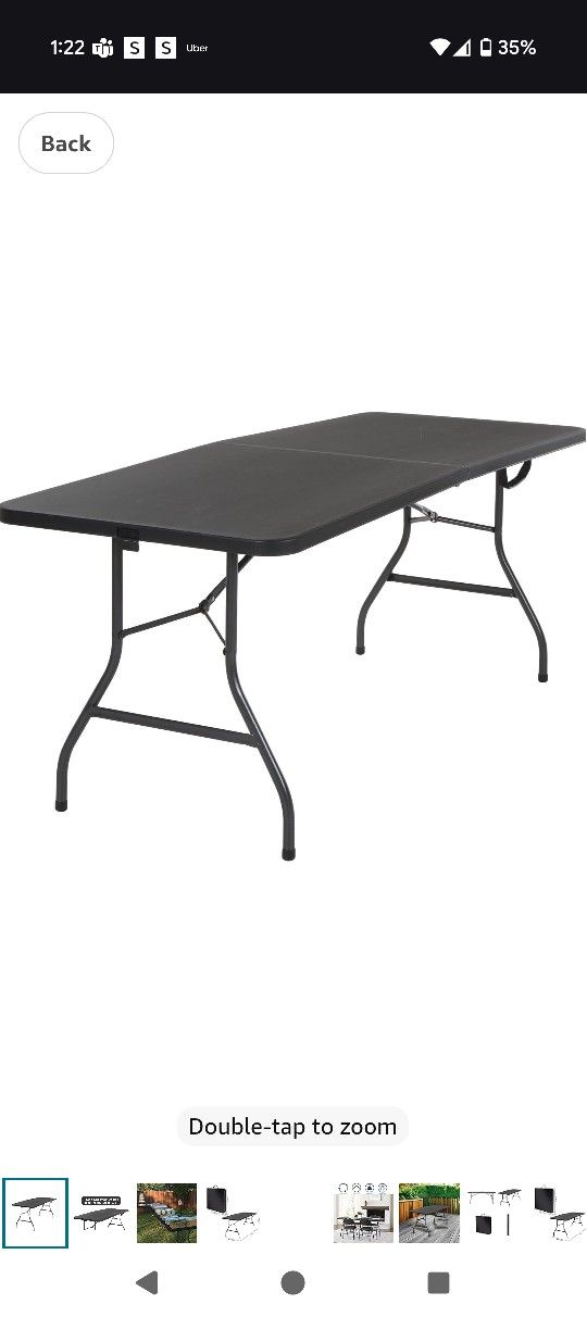 Molded Folding Banquet Table w/Handle, 6ft, Black