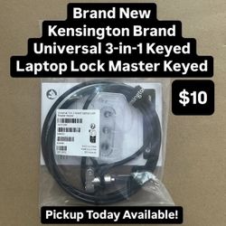 Brand New Kensington Brand Universal 3-In-1 Keyed Laptop Lock Master Keyed (1 Available)
