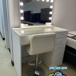 White Vanity With Lights Dresser Desk 