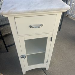 White Cabinet With Marble Top