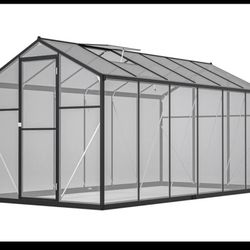 New in Box 6' x 12' Thicked Polycarbonate Greenhouse Double Flush Door Rain Gutter Sunroom