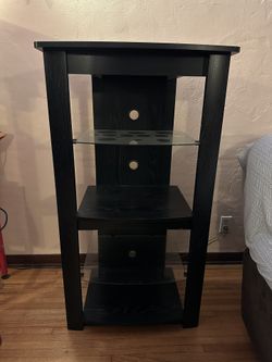 Black Entertainment Shelf W/ Glass