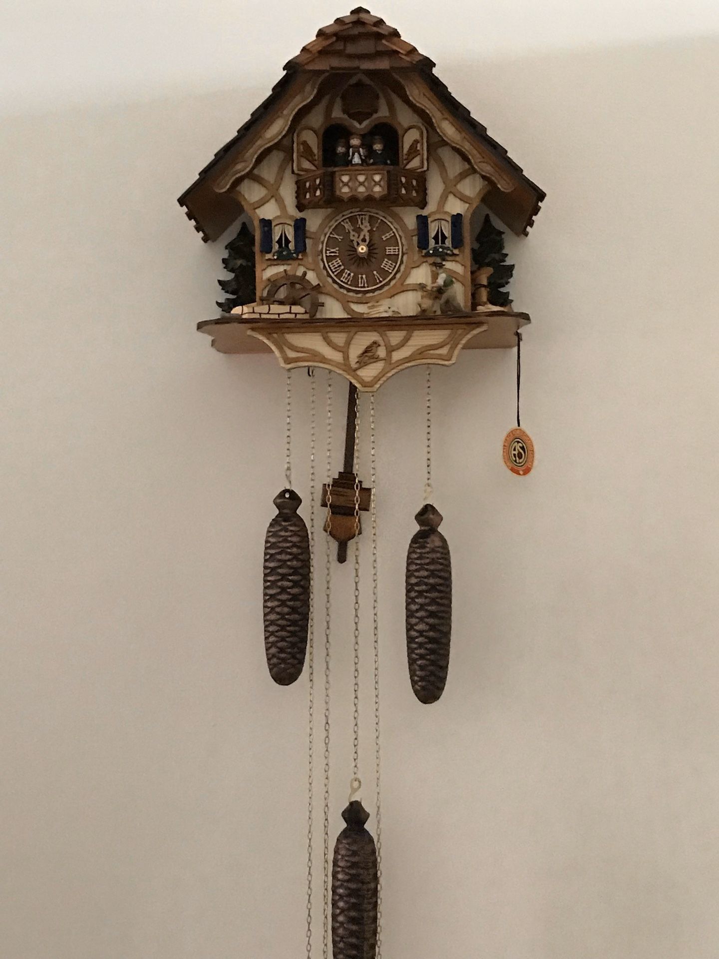 German Black Forest Kissing Lovers 8 Day Musical Chalet Cuckoo Clock, bought it in Germany
