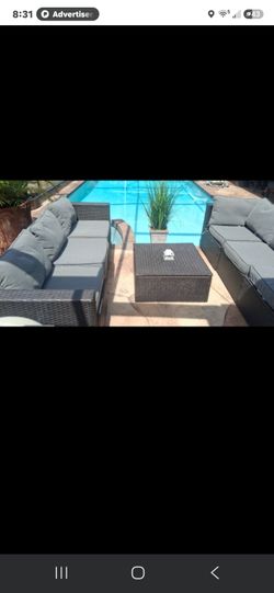 Beautiful 😍 adjustable outdoor sofa set w Cushions Coffee table no plant pool deck spa furniture