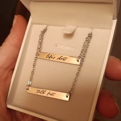 Silver, Brand New Double Necklace All In One