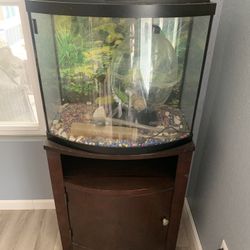 28 Gallon Round Front Aquarium / Cherry Cabinet 