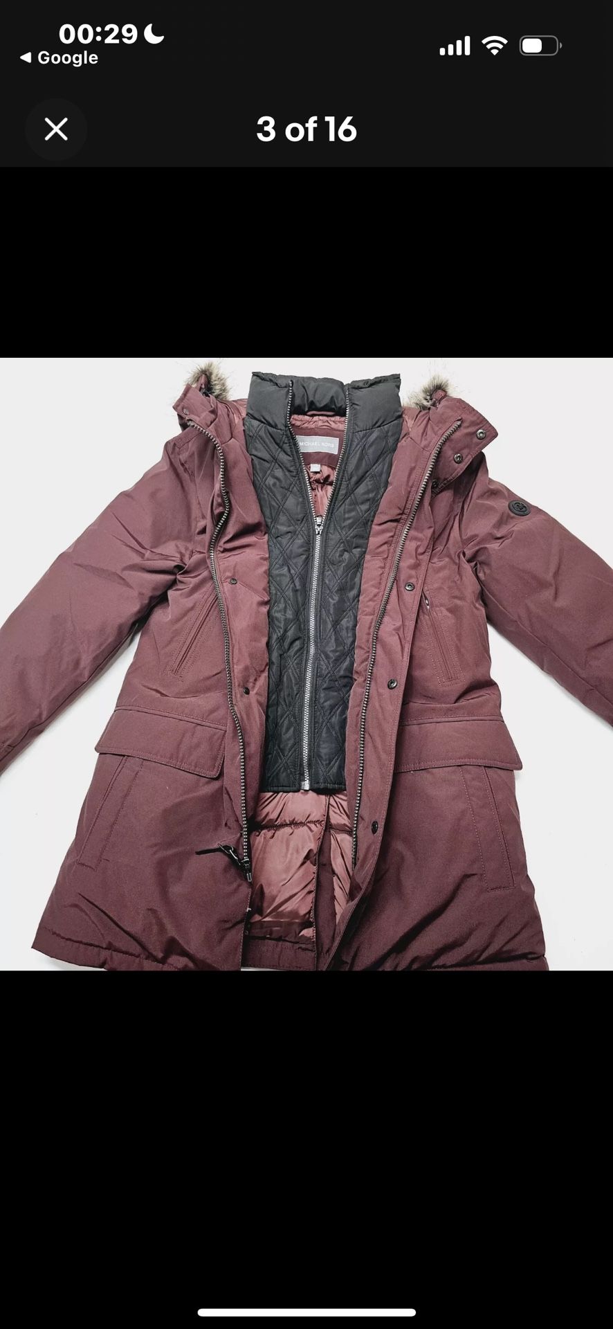 Michael Michael Kors Men's Snorkel Coat-Burgundy -size M