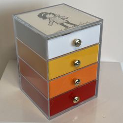 Vintage Plastic 4-Drawer Rainbow Jewelry Storage Music Box - Plays 