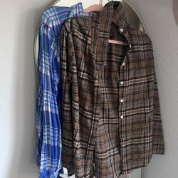 Cozy Flannel Long Sleeve Shirts Size M/L