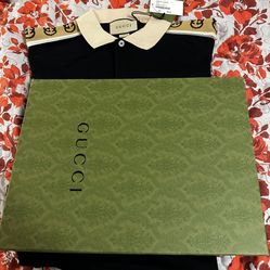 Gucci Shirt Polo Interlocking G Stripe Black 