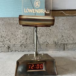Vintage 1982 LOWENBRAU Beer Desk Clock with Light 12" Tall Löwenbräu.