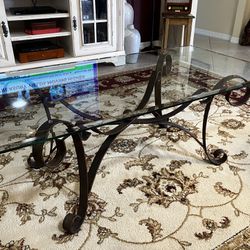 Coffee Table - Glass & Wrought Iron 
