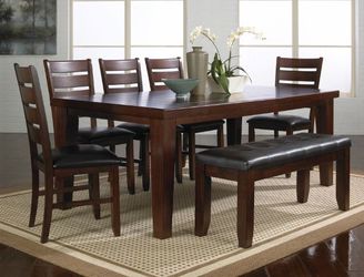 2152-6P- Bardstown Cherry Brown Dining Table Set