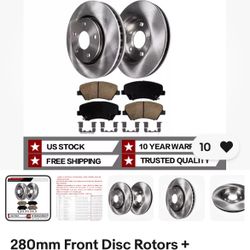 280mm Front Disc Rotors + Ceramic Brake Pad for Hyundai Elantra Kia Forte Forte5