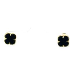 Woman’s Ladies 14k Yellow Gold Black Clover Stud Earrings GP3130875