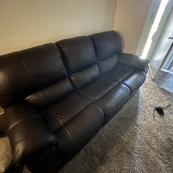 Leather Couch W/electric Recliners 
